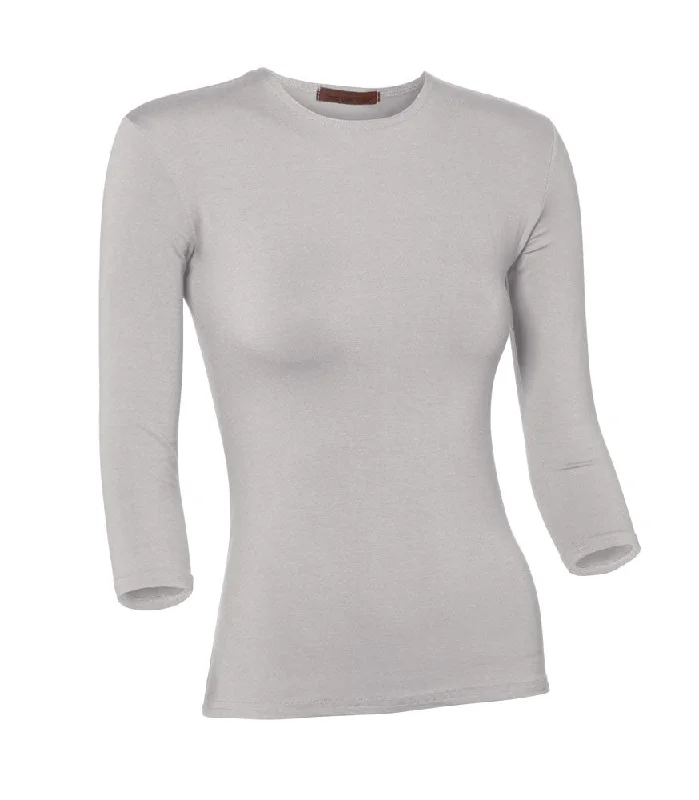 PB&J Ladies Lycra 3/4 Sleeve Shell - Light Gray