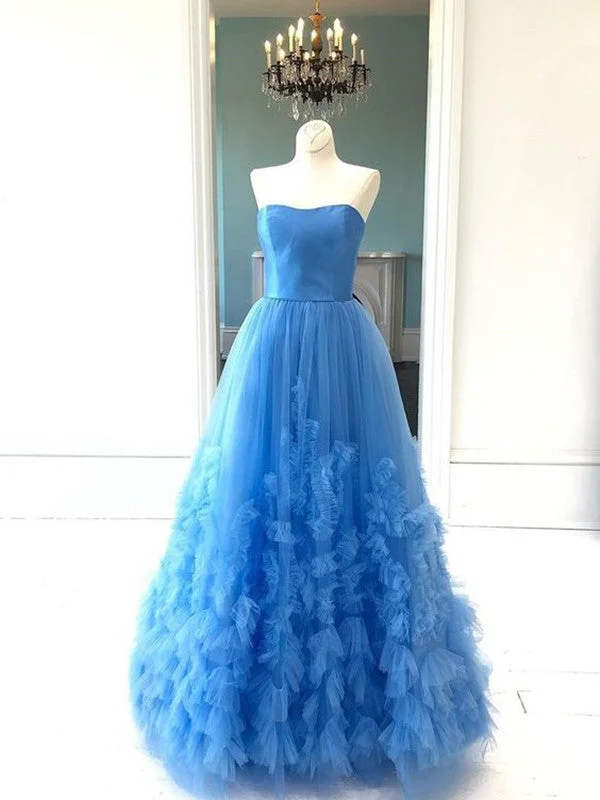 modern prom dressesA-line Strapless Long Prom Dresses, Fashion Prom Dresses, 2020 Prom Dresses