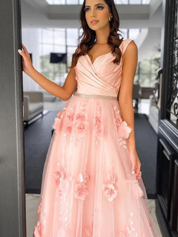 prom dresses for plus-size figuresAppliques Elegant Long Prom Dresses 2021, Popular A-line Graduation Girl Dresses