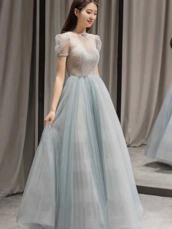 prom dresses with built-in petticoatsFashion Long Prom Dresses, Popular 2020 Prom Dresses, Beaded A-line Prom Dresses