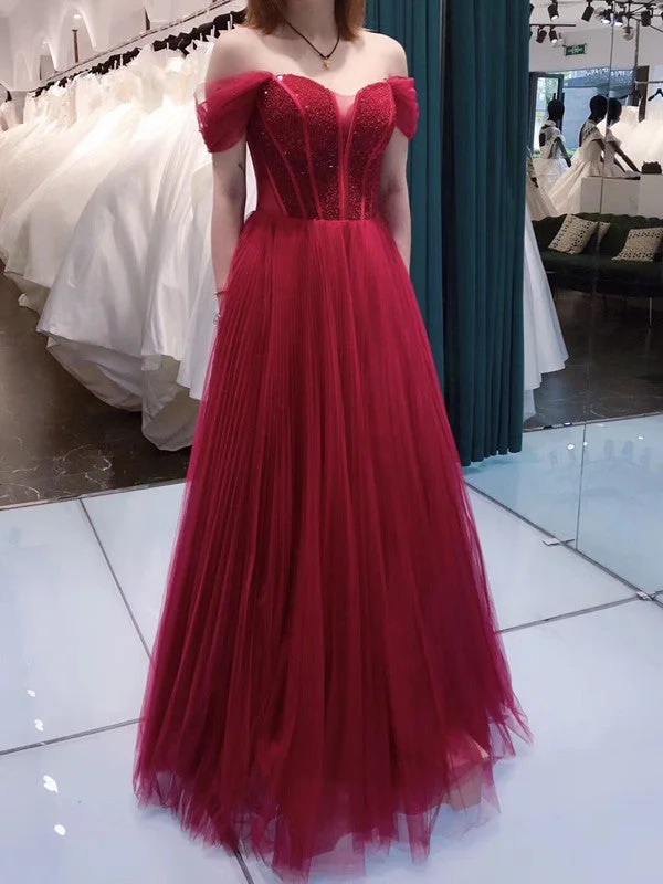 prom dresses for tall girlsOff The Shoulder Tulle Long Prom Dresses, Newest 2020 Prom Dresses Long