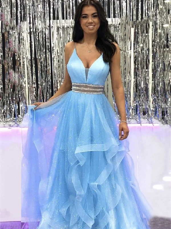 ready-to-wear prom dressesSky Blue Sequin Tulle Prom Dresses, A-line Prom Dresses, Shiny Prom Dresses, 2021 Prom Dresses, Cheap Prom Dresses