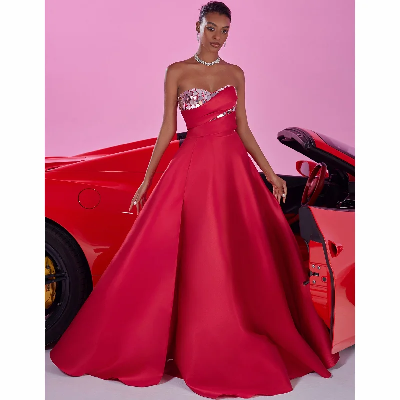 flowy prom dressesStunning A-line Strapless Sweetheart Long Prom Dress with Leg Slit