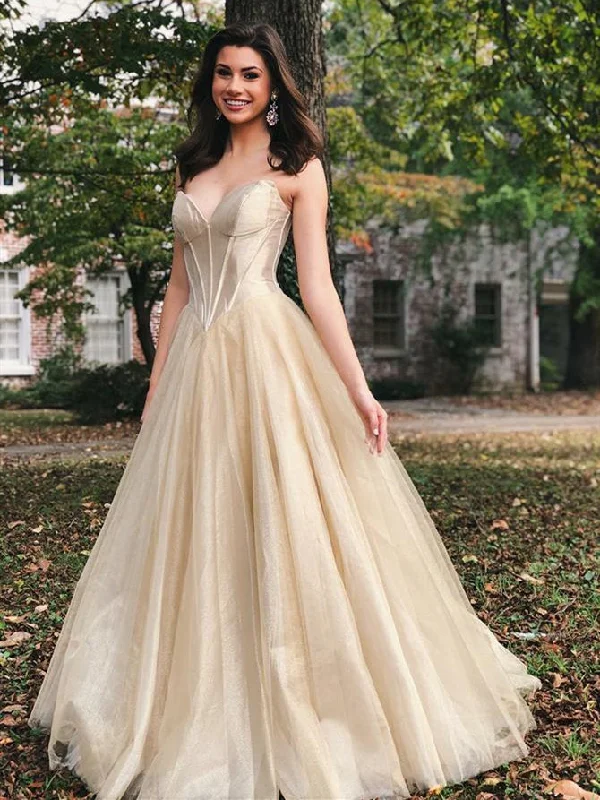 ball gown prom dressesSweetheart Long A-line Organza Prom Dresses, Long Prom Dresses, 2020 Prom Dresses