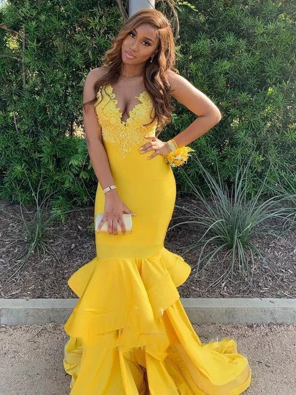 prom dresses with pocketsV-neck Lace Long Prom Dresses, Mermaid Popular 2020 Prom Dresses